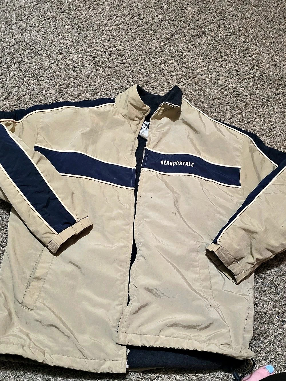 Vintage Aeropostale Color Block lightweight jacket Beige & Blue